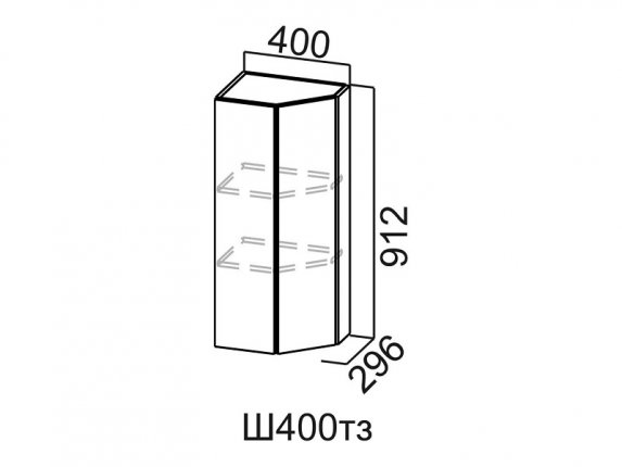 Шкаф навесной 400 торцевой закрытый Ш400тз Вектор СВ 400х912х296